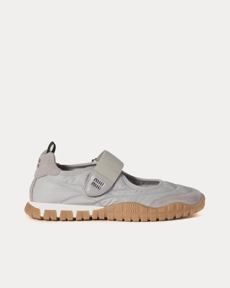 Miu Miu Tyre Technical Fabric & Suede Cloudy Grey Ballerinas - 1