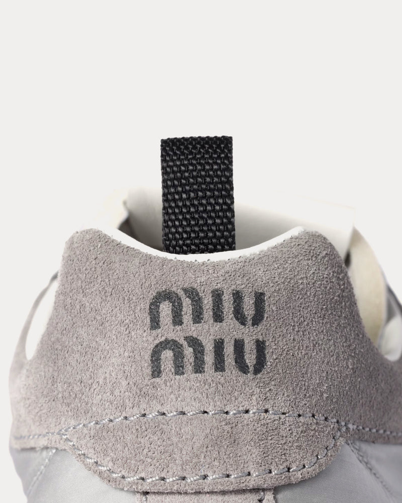 Miu Miu Tyre Technical Fabric & Suede Cloudy Grey Low Top Sneakers - 3