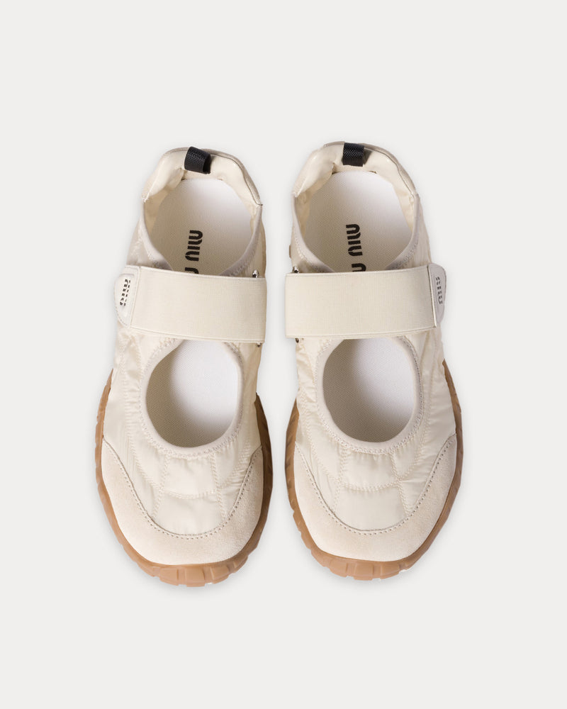 Miu Miu Tyre Technical Fabric & Suede Ivory Ballerinas - 2