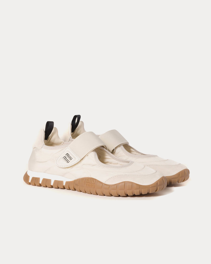 Miu Miu Tyre Technical Fabric & Suede Ivory Ballerinas - 3