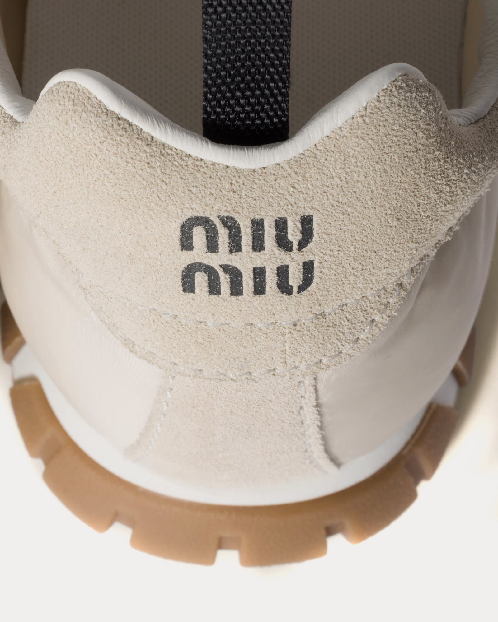 Miu Miu Tyre Technical Fabric & Suede Ivory Low Top Sneakers - 4