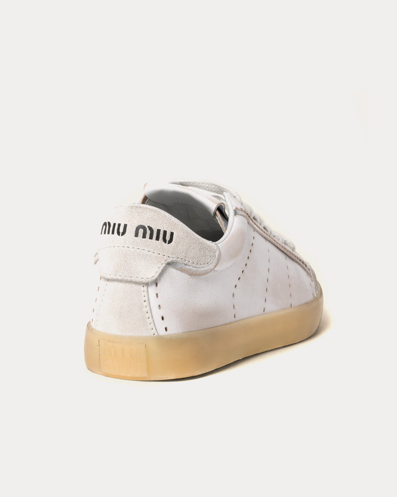 Miu Miu Bleached Leather White Low Top Sneakers - 3