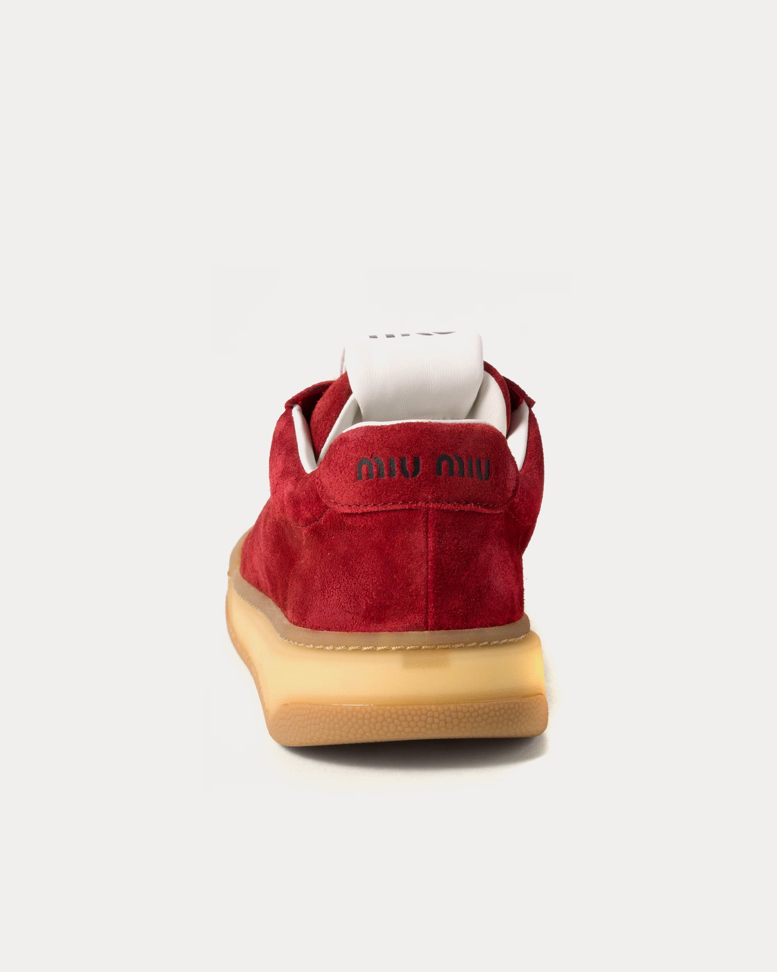 Miu Miu Bleached Suede Scarlet Low Top Sneakers - 3