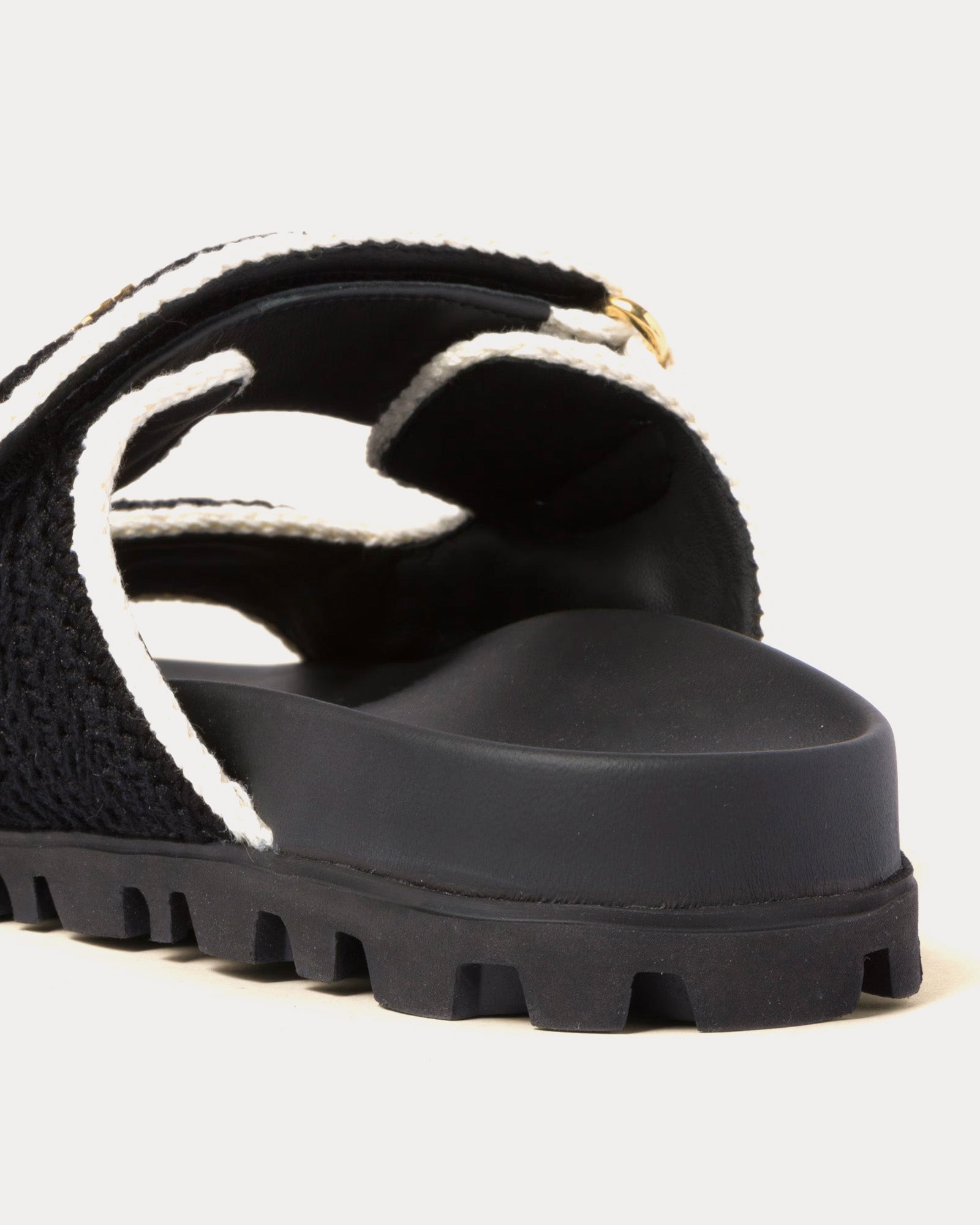 Miu Miu Crochet Knit Black / Ivory Sandals - 3