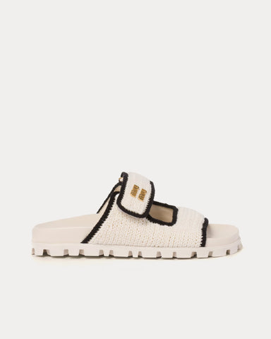 Miu Miu Crochet Knit Ivory / Black Sandals