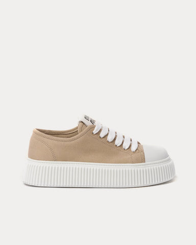 Miu Miu Platform Denim Colonial Beige Low Top Sneakers