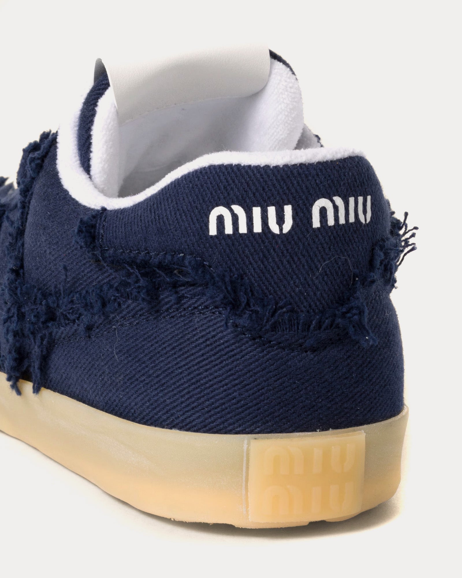 Miu Miu Frayed Denim Royal Blue Low Top Sneakers - 4