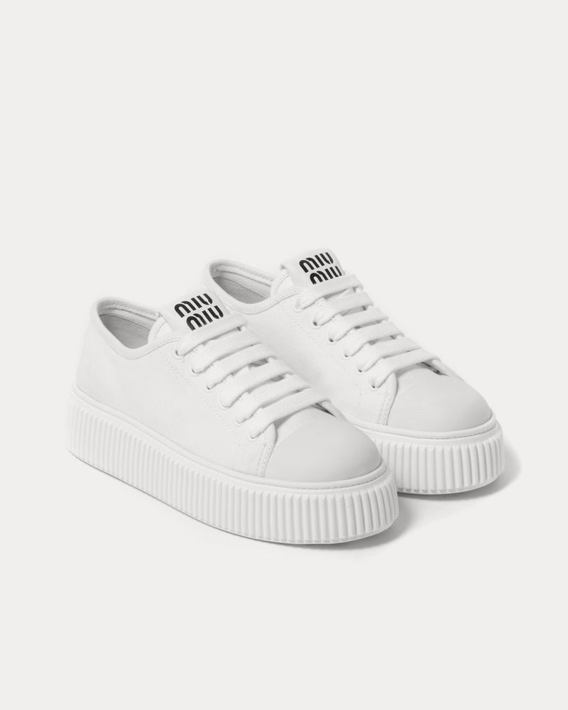 Miu Miu Platform Denim White Low Top Sneakers - 2