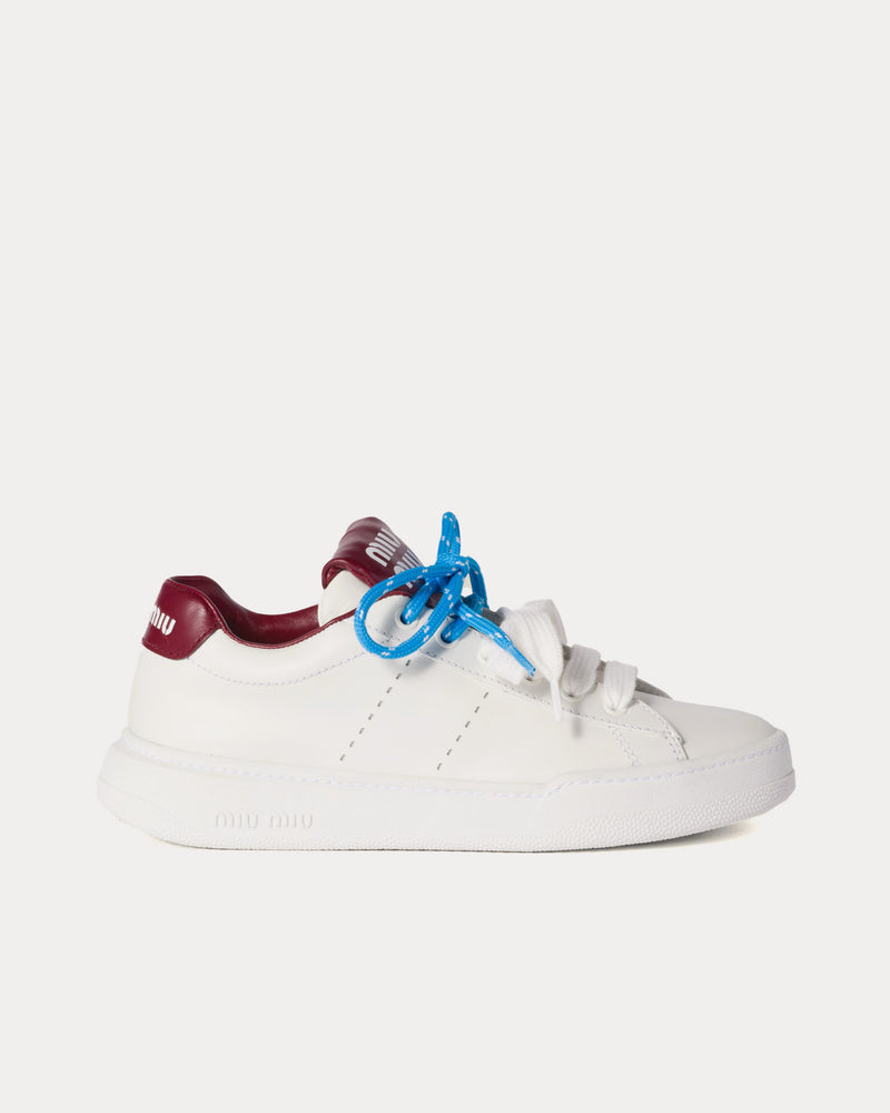 Miu Miu Double Laces Leather White / Crimson Low Top Sneakers - 1