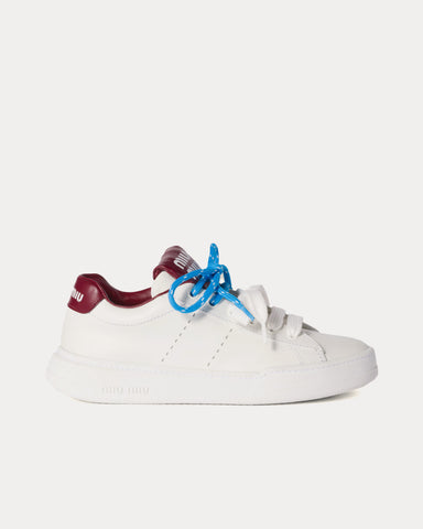 Miu Miu Double Laces Leather White / Crimson Low Top Sneakers