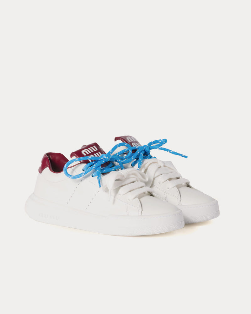 Miu Miu Double Laces Leather White / Crimson Low Top Sneakers - 2