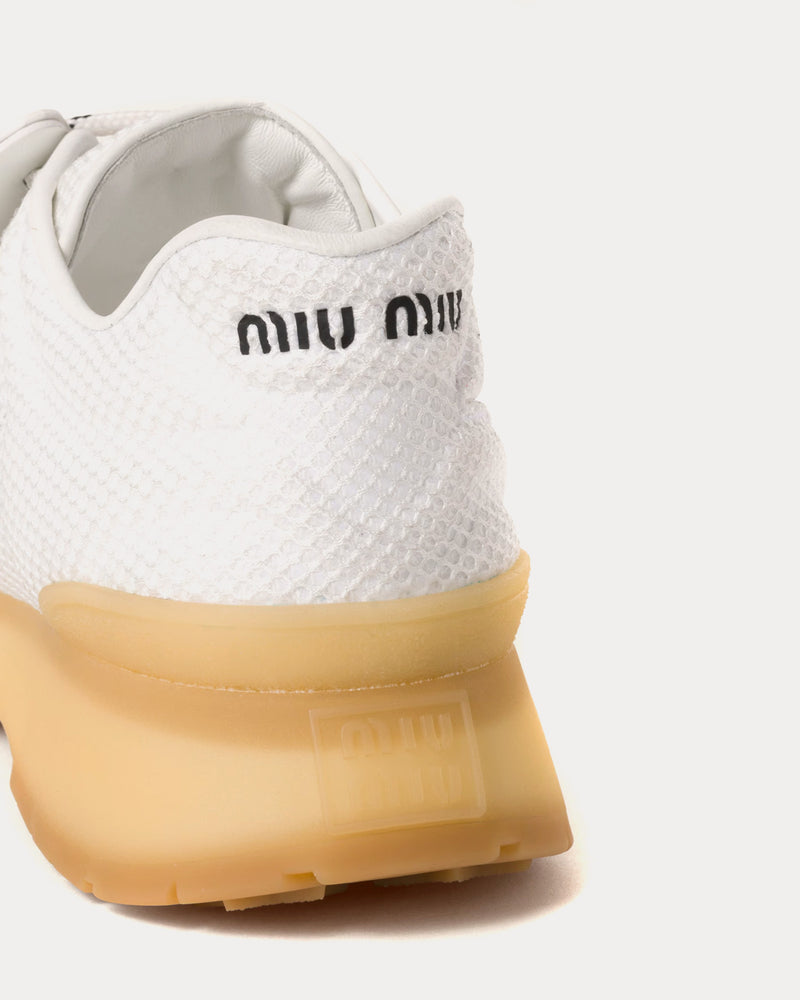 Miu Miu Fabric & Mesh White Low Top Sneakers - 4