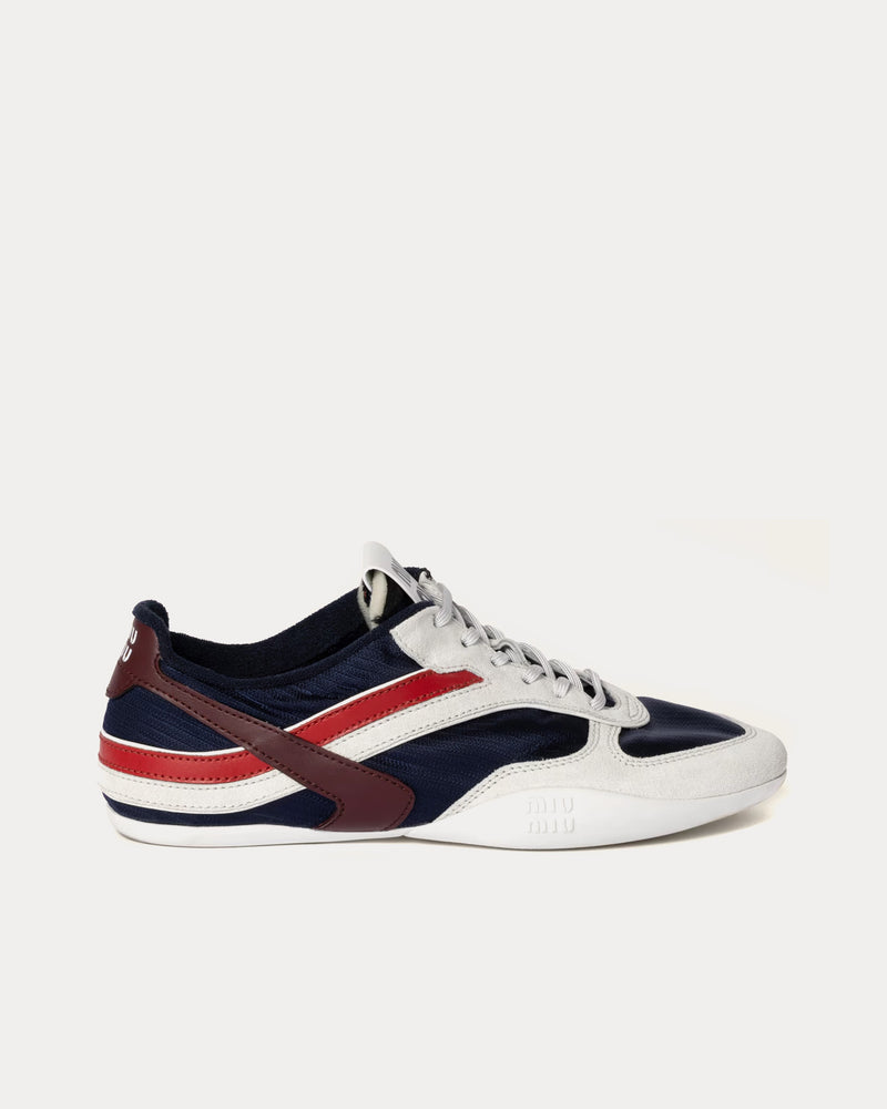 Miu Miu Gymnasium Technical Fabric & Suede Baltic Blue / Amaranth Low Top Sneakers - 1