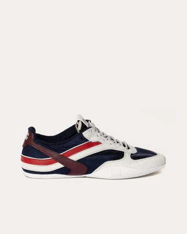 Miu Miu Gymnasium Technical Fabric & Suede Baltic Blue / Amaranth Low Top Sneakers