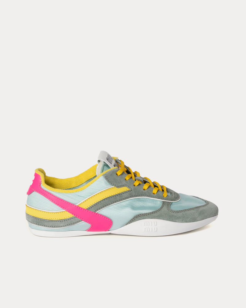 Miu Miu Gymnasium Technical Fabric & Suede Anise / Fuchsia Low Top Sneakers - 1