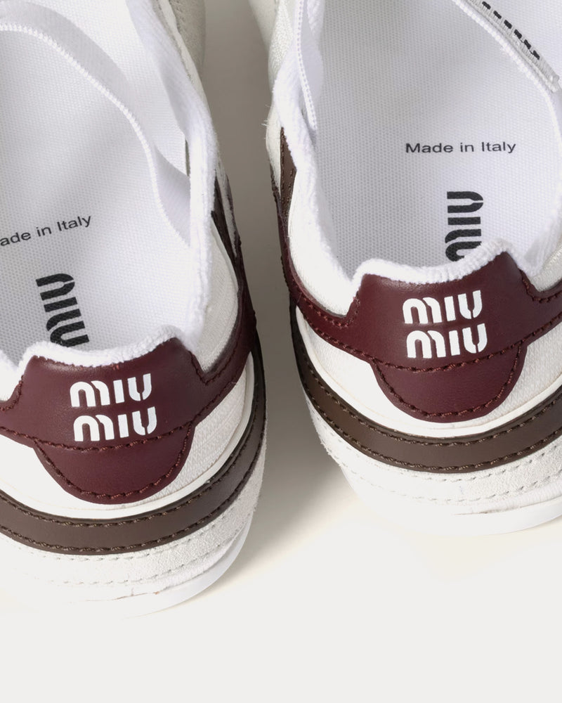 Miu Miu Gymnasium Technical Fabric & Suede White / Burgundy Ballerinas - 4