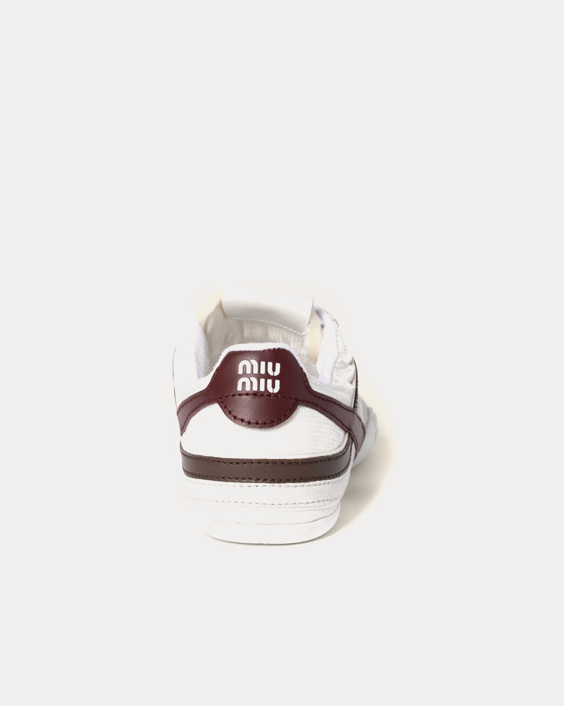 Miu Miu Gymnasium Technical Fabric & Suede White / Burgundy Low Top Sneakers - 3