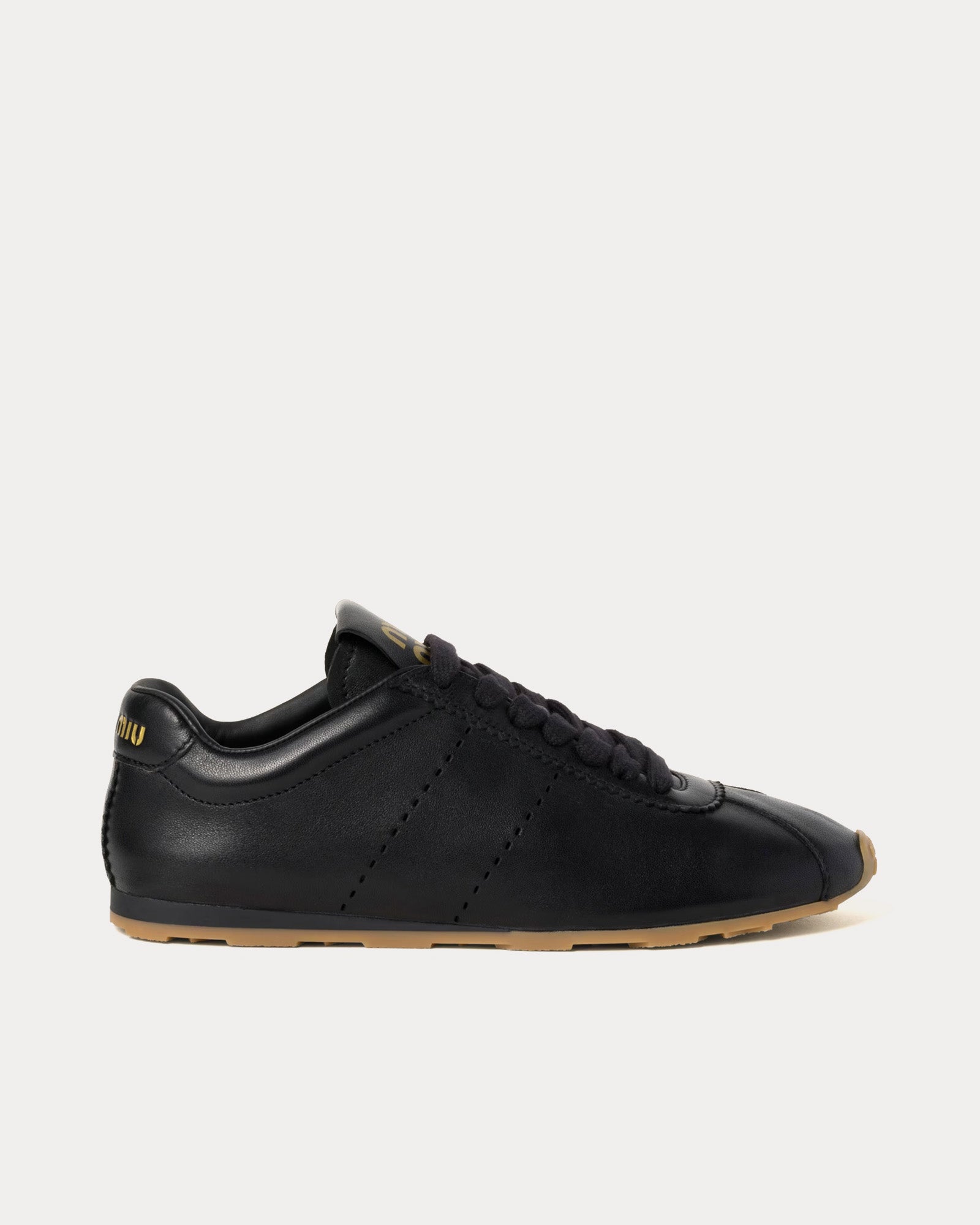 Miu Miu Nappa Leather Black Low Top Sneakers - 1