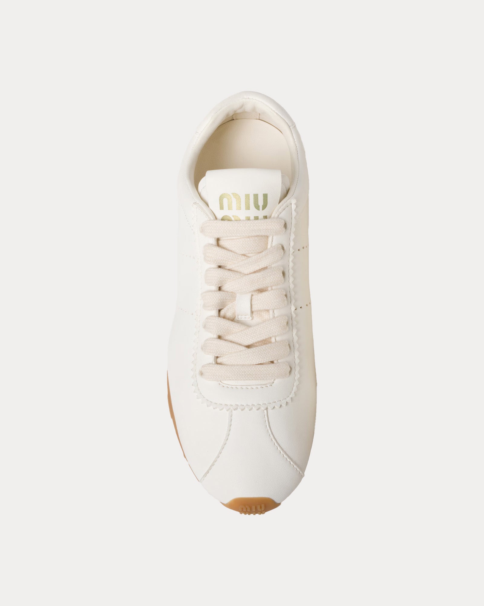 Miu Miu Nappa Leather Ivory Low Top Sneakers - 2