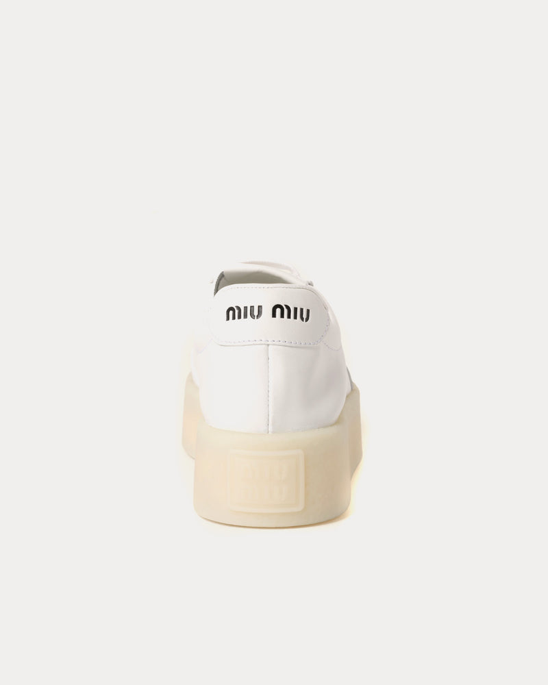 Miu Miu Platform Leather White Low Top Sneakers - 3