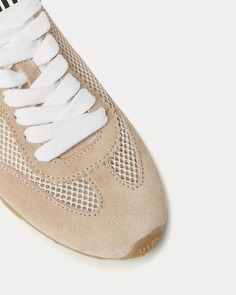 Miu Miu Plume Mesh & Suede Opale Low Top Sneakers - 2