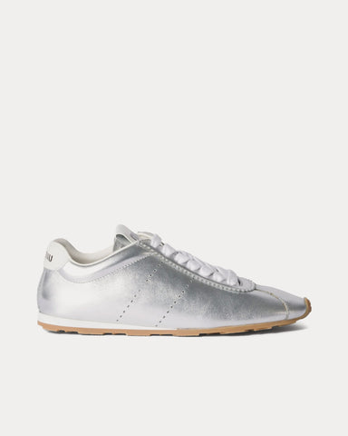 Miu Miu Plume Mordoré Calfskin Silver Low Top Sneakers