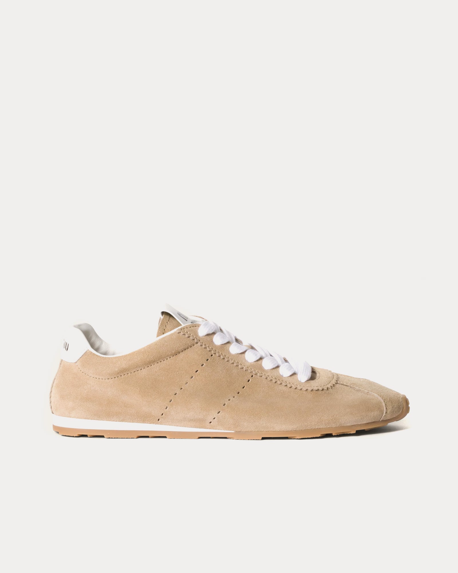 Miu Miu Plume Suede Desert Beige Low Top Sneakers - 1