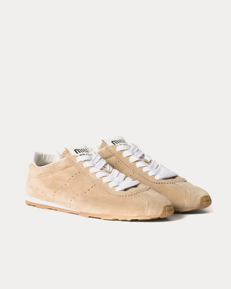 Miu Miu Plume Suede Desert Beige Low Top Sneakers - 2