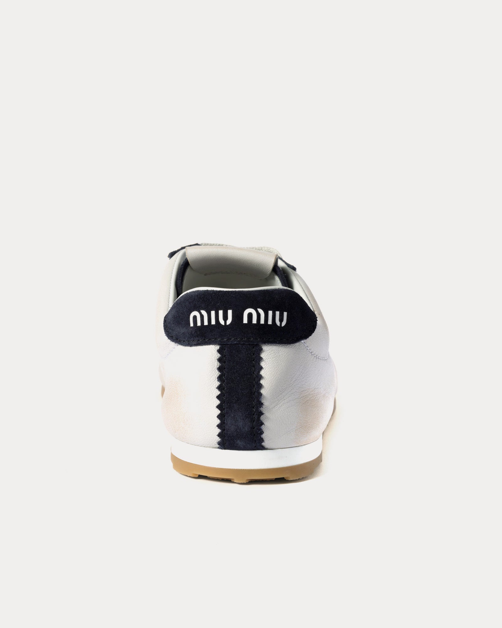 Miu Miu Plume Nappa Leather & Suede White / Blue Low Top Sneakers - 4