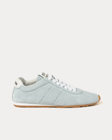 Miu Miu Suede Light Blue Low Top Sneakers