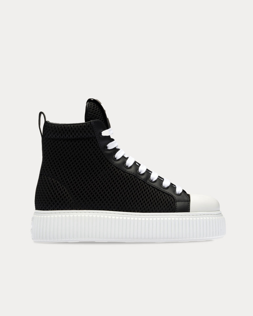 Miu Miu Mesh Flatform Black High Top Sneakers Sneak in Peace