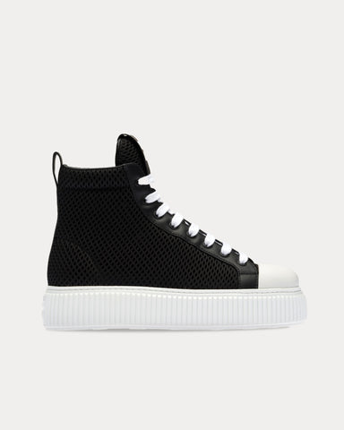 Miu Miu Mesh Flatform Black High Top Sneakers