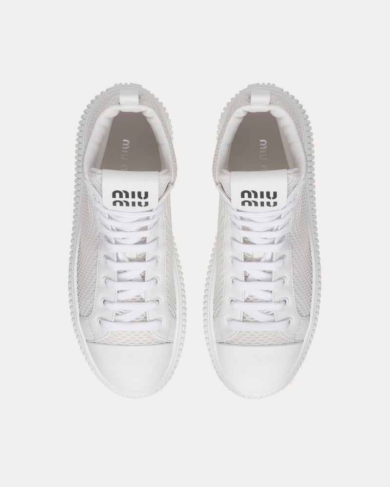 Miu Miu Mesh Flatform White High Top Sneakers - 2