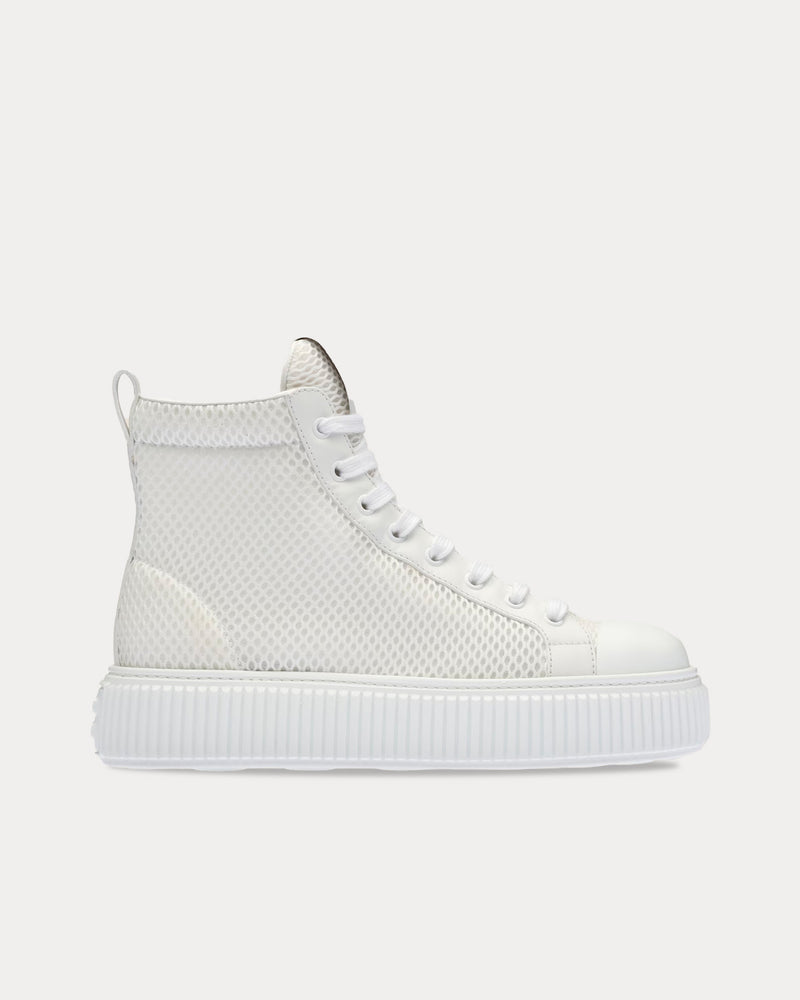 Miu Miu Mesh Flatform White High Top Sneakers - 1