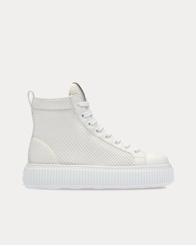 Miu Miu Mesh Flatform White High Top Sneakers