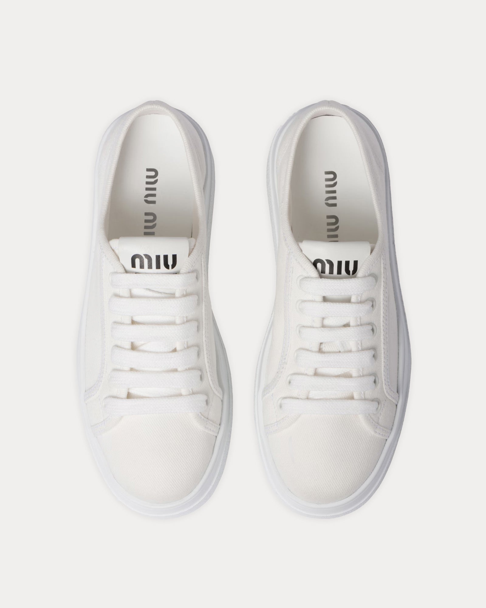 Miu Miu Denim White Low Top Sneakers - 2