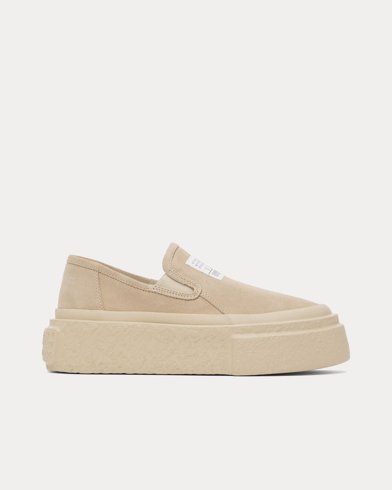 MM6 Maison Margiela Platform Suede Beige Slip On Sneakers - 1