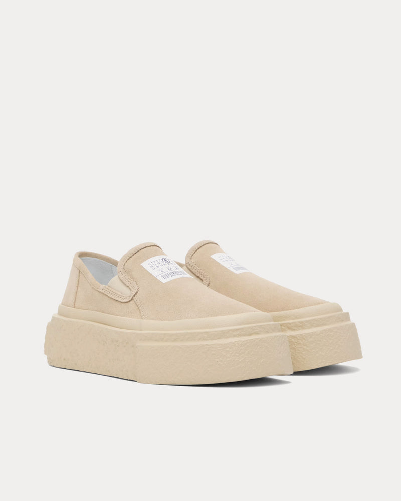 MM6 Maison Margiela Platform Suede Beige Slip On Sneakers - 2