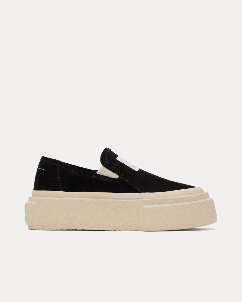 MM6 Maison Margiela Platform Suede Black Slip On Sneakers - 1