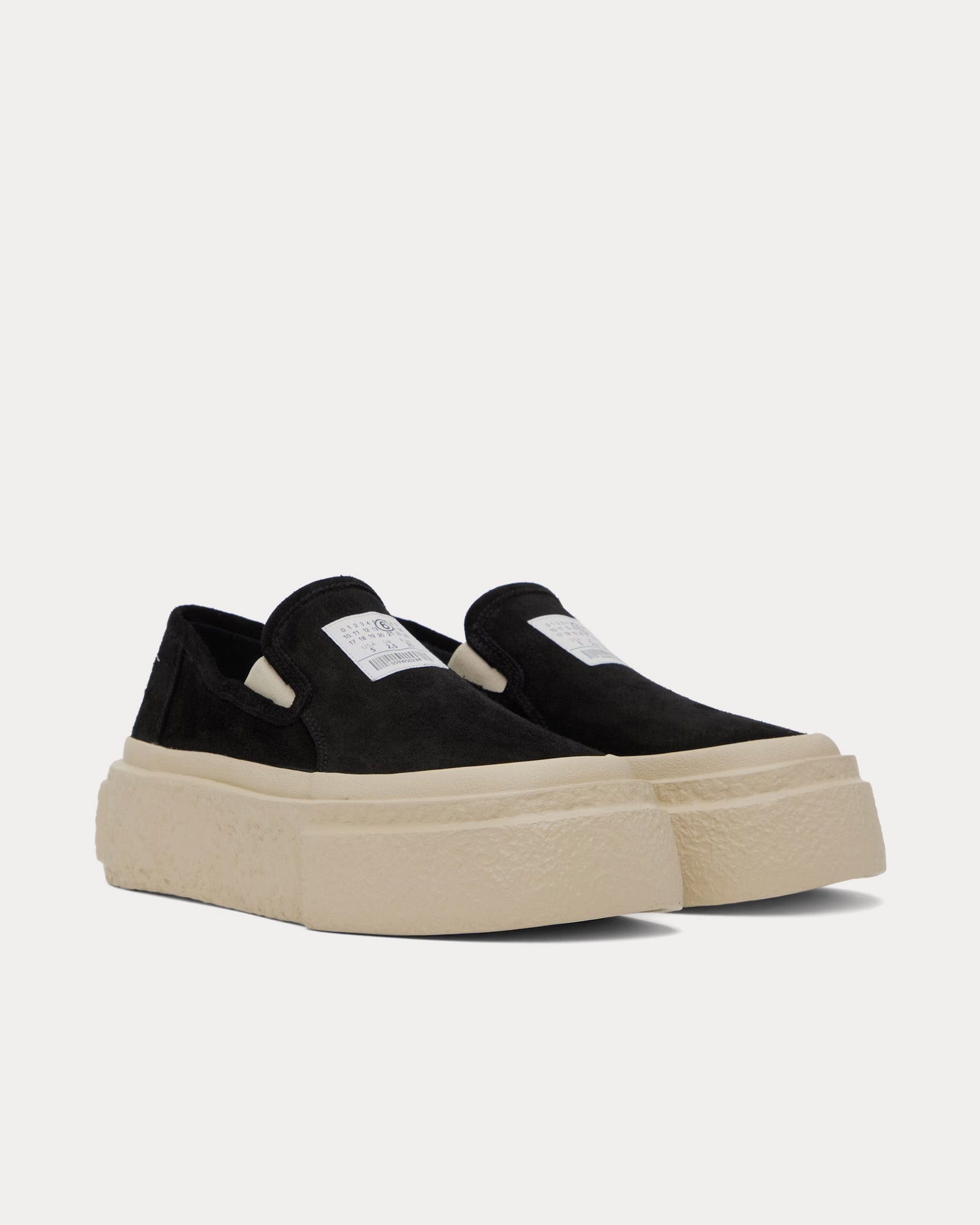 MM6 Maison Margiela Platform Suede Black Slip On Sneakers - 2