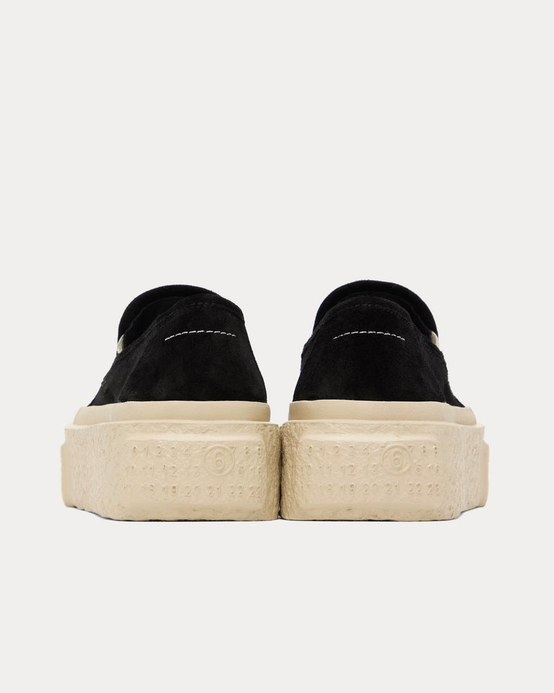 MM6 Maison Margiela Platform Suede Black Slip On Sneakers - 3