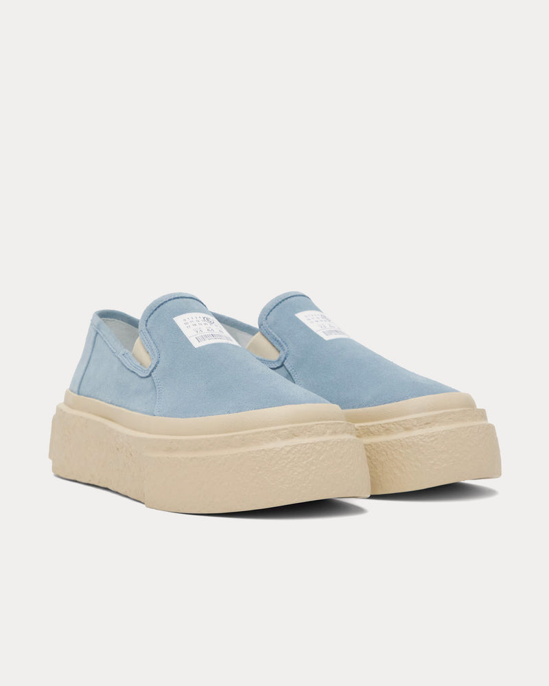 MM6 Maison Margiela Platform Suede Skyway Blue Slip On Sneakers - 2