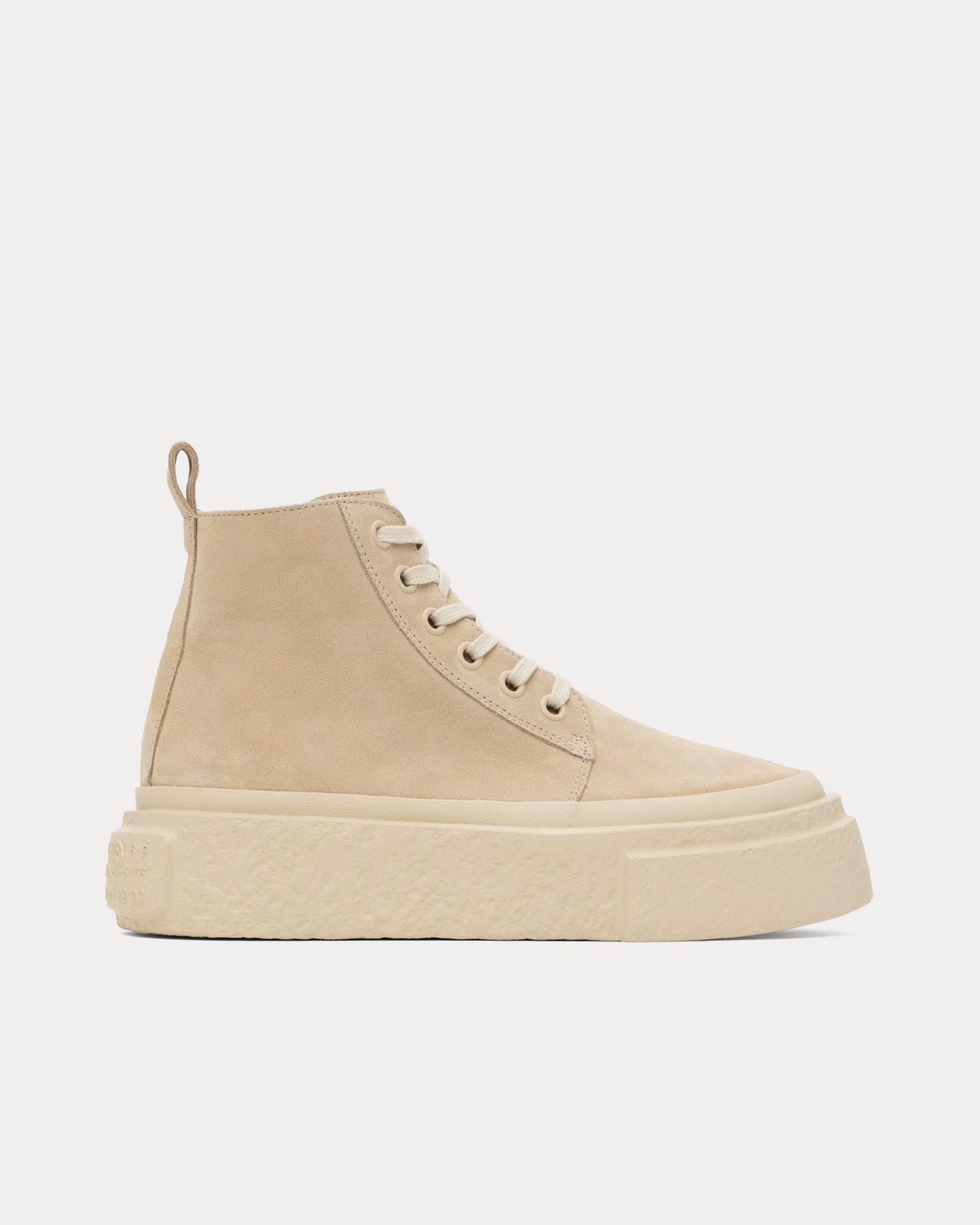 MM6 Maison Margiela Platform Suede Beige High Top Sneakers - 1