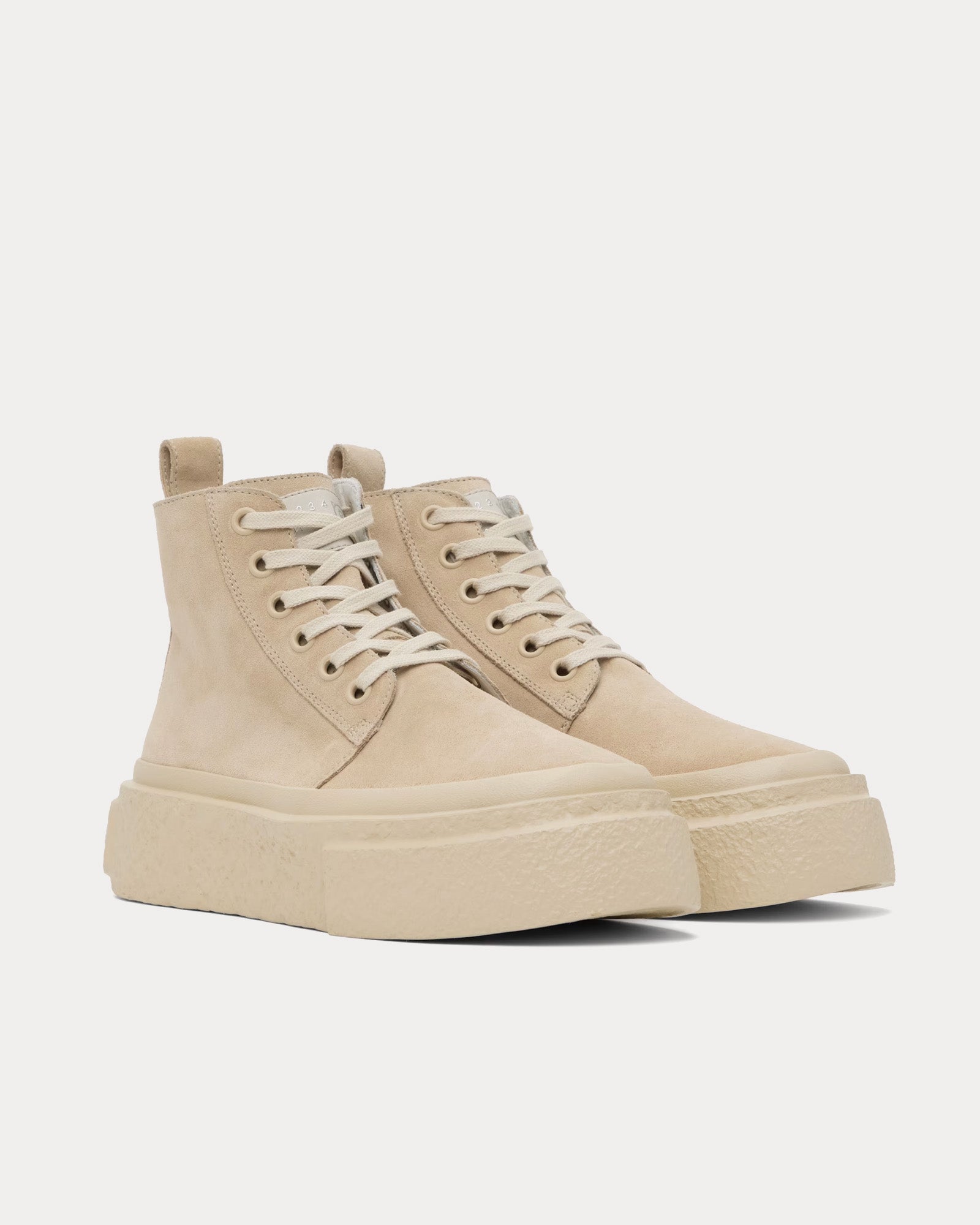 MM6 Maison Margiela Platform Suede Beige High Top Sneakers - 2