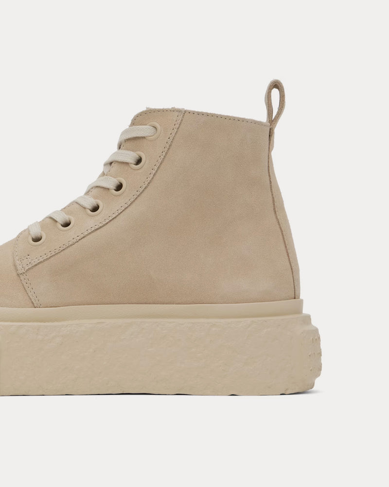 MM6 Maison Margiela Platform Suede Beige High Top Sneakers - 4