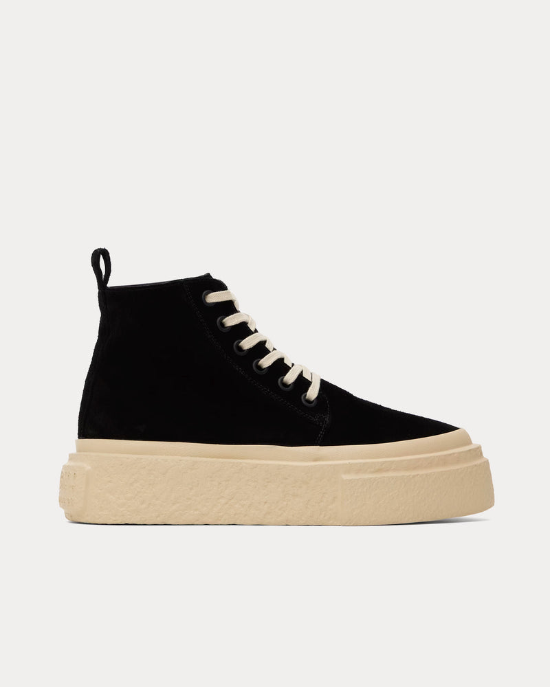 MM6 Maison Margiela Platform Suede Black High Top Sneakers - 1