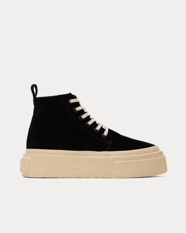 MM6 Maison Margiela Platform Suede Black High Top Sneakers