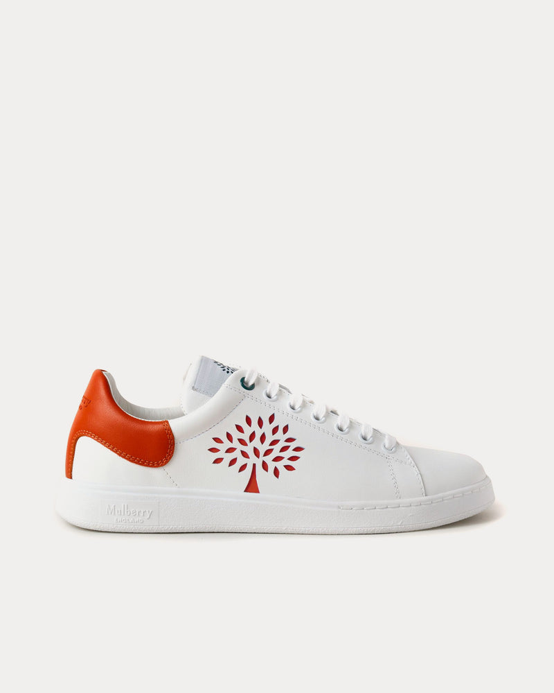 Mulberry Tree Tennis Bovine Leather Coral Orange Low Top Sneakers - 1