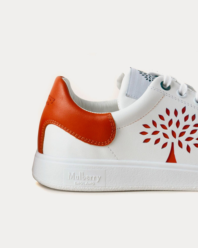 Mulberry Tree Tennis Bovine Leather Coral Orange Low Top Sneakers - 2