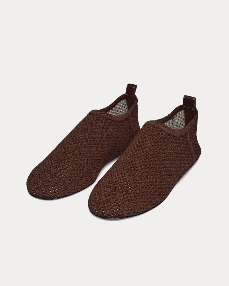 Nanushka Maris Mesh-Knit Round-Toe Java Slip Ons - 2